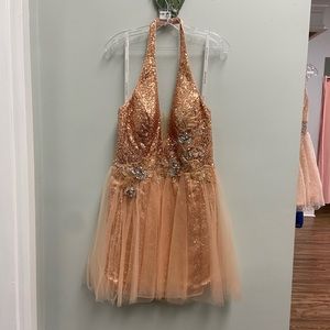 Rachel Allan Plus size Halter Neck short dress